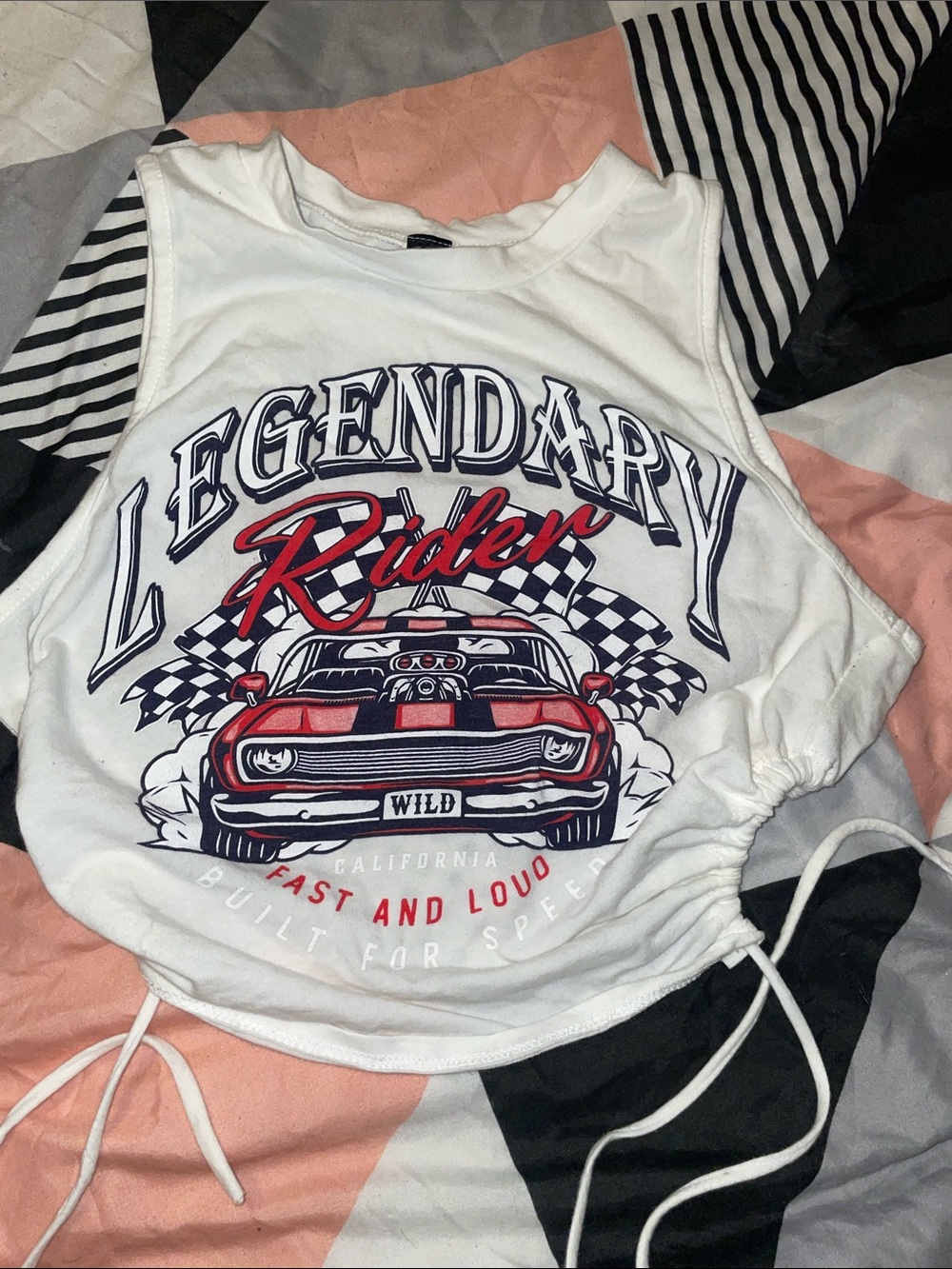 A racing crop top